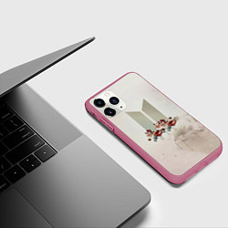 Чехол iPhone 11 Pro матовый BTS Logo And Flowers, цвет: 3D-малиновый — фото 2