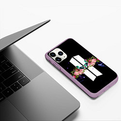 Чехол iPhone 11 Pro матовый BTS Flowers In Space, цвет: 3D-сиреневый — фото 2