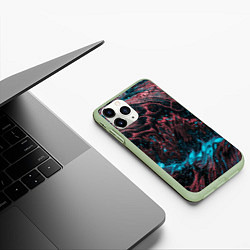 Чехол iPhone 11 Pro матовый Красочные растекания, цвет: 3D-салатовый — фото 2