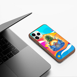 Чехол iPhone 11 Pro матовый Акула и ананас, цвет: 3D-коричневый — фото 2