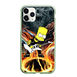 Чехол iPhone 11 Pro матовый Барт Симпсон - соло на гитаре, цвет: 3D-салатовый