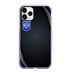 Чехол iPhone 11 Pro матовый Black & blue Russia, цвет: 3D-светло-сиреневый