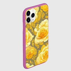 Чехол iPhone 11 Pro матовый Яркие желтые бутоны, цвет: 3D-фиолетовый — фото 2