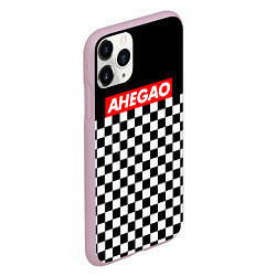 Чехол iPhone 11 Pro матовый Ahegao надпись клеточки, цвет: 3D-розовый — фото 2