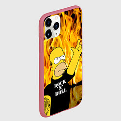Чехол iPhone 11 Pro матовый Homer Simpson - Rock n Roll!, цвет: 3D-малиновый — фото 2