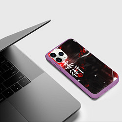 Чехол iPhone 11 Pro матовый Джиу-Джитсу : Глитч красный, цвет: 3D-фиолетовый — фото 2