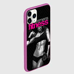 Чехол iPhone 11 Pro матовый Фитнес-модель с гантелями, цвет: 3D-фиолетовый — фото 2