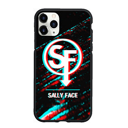 Чехол iPhone 11 Pro матовый Sally Face в стиле glitch и баги графики на темном