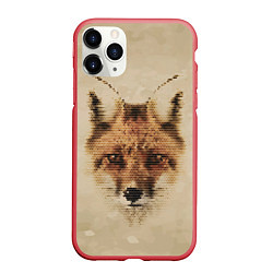 Чехол iPhone 11 Pro матовый Полигональная голова лисы, цвет: 3D-красный