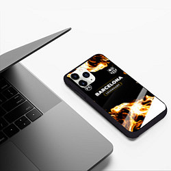 Чехол iPhone 11 Pro матовый Barcelona legendary sport fire, цвет: 3D-черный — фото 2