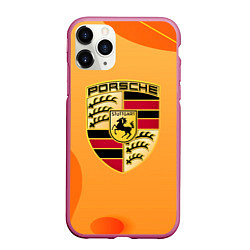 Чехол iPhone 11 Pro матовый Porsche Абстракция, цвет: 3D-малиновый