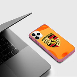 Чехол iPhone 11 Pro матовый Porsche Абстракция, цвет: 3D-малиновый — фото 2