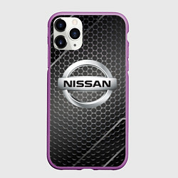 Чехол iPhone 11 Pro матовый Nissan метал карбон