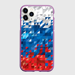 Чехол iPhone 11 Pro матовый Полигональный флаг России!