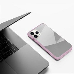Чехол iPhone 11 Pro матовый Геометрические серые фигуры, цвет: 3D-розовый — фото 2