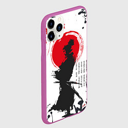 Чехол iPhone 11 Pro матовый Самурай на фоне солнца, цвет: 3D-фиолетовый — фото 2