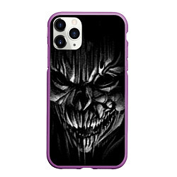 Чехол iPhone 11 Pro матовый Страшный череп - рисунок карандашом, цвет: 3D-фиолетовый