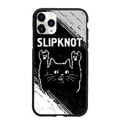Чехол iPhone 11 Pro матовый Группа Slipknot и рок кот