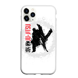 Чехол iPhone 11 Pro матовый Jiu jitsu splashes logo, цвет: 3D-белый