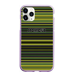 Чехол iPhone 11 Pro матовый Спортклуб полосатый оливково-зеленый полосатый узо