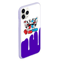 Чехол iPhone 11 Pro матовый Cuphead потёки, цвет: 3D-светло-сиреневый — фото 2