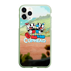 Чехол iPhone 11 Pro матовый Cuphead природа, цвет: 3D-салатовый