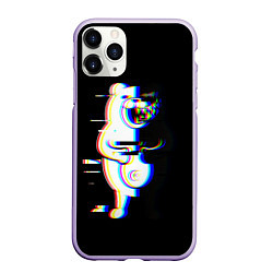 Чехол iPhone 11 Pro матовый Danganronpa monokuma glitch, цвет: 3D-светло-сиреневый