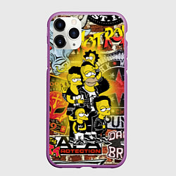 Чехол iPhone 11 Pro матовый Simpsons & Punks not dead! Motto!, цвет: 3D-фиолетовый