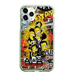 Чехол iPhone 11 Pro матовый Simpsons & Punks not dead! Motto!, цвет: 3D-салатовый