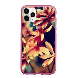 Чехол iPhone 11 Pro матовый Цветочные плитки, цвет: 3D-малиновый