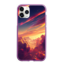 Чехол iPhone 11 Pro матовый Закатное солнце в облаках