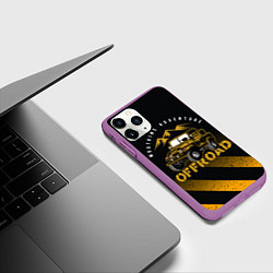 Чехол iPhone 11 Pro матовый Внедорожник на фоне гор, цвет: 3D-фиолетовый — фото 2