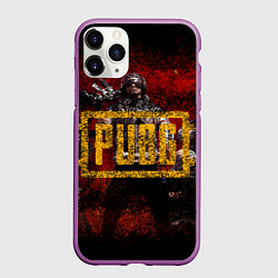 Чехол iPhone 11 Pro матовый PUBG red theme, цвет: 3D-фиолетовый