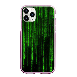 Чехол iPhone 11 Pro матовый Двоичный код зеленый