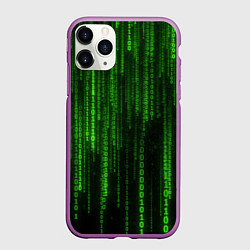Чехол iPhone 11 Pro матовый Двоичный код зеленый
