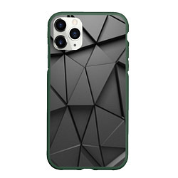 Чехол iPhone 11 Pro матовый Треугольники серые, цвет: 3D-темно-зеленый