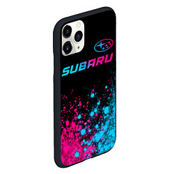 Чехол iPhone 11 Pro матовый Subaru - neon gradient: символ сверху, цвет: 3D-черный — фото 2