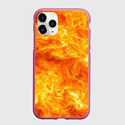 Чехол iPhone 11 Pro матовый Бушующий огонь, цвет: 3D-малиновый