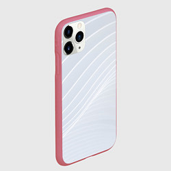 Чехол iPhone 11 Pro матовый Серый фон и белые линии, цвет: 3D-малиновый — фото 2