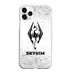 Чехол iPhone 11 Pro матовый Skyrim с потертостями на светлом фоне, цвет: 3D-белый