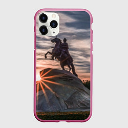 Чехол iPhone 11 Pro матовый Санкт-Петербург: медный всадник, цвет: 3D-малиновый