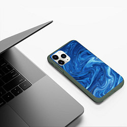 Чехол iPhone 11 Pro матовый Волновые разводы на поверхности воды, цвет: 3D-темно-зеленый — фото 2