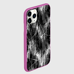 Чехол iPhone 11 Pro матовый Черно-белые штрихи, зигзаг, цвет: 3D-фиолетовый — фото 2