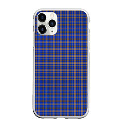 Чехол iPhone 11 Pro матовый Синий с горчичным в клетку