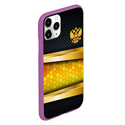 Чехол iPhone 11 Pro матовый Black & gold - герб России, цвет: 3D-фиолетовый — фото 2