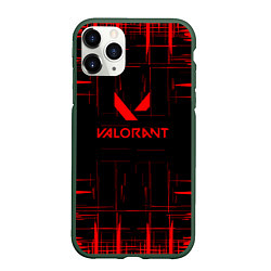 Чехол iPhone 11 Pro матовый Valorant красные полосы, цвет: 3D-темно-зеленый