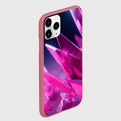 Чехол iPhone 11 Pro матовый Розовые кристаллы, цвет: 3D-малиновый — фото 2