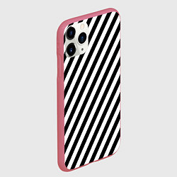 Чехол iPhone 11 Pro матовый Черно-белые полоски, цвет: 3D-малиновый — фото 2