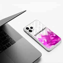 Чехол iPhone 11 Pro матовый Citroen pro racing: символ сверху, цвет: 3D-белый — фото 2
