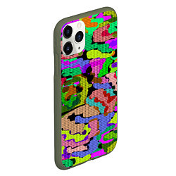Чехол iPhone 11 Pro матовый Разноцветный клетчатый камуфляж, цвет: 3D-темно-зеленый — фото 2